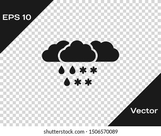 Grey Cloud with snow and rain icon isolated on transparent background. Weather icon.  Vector Illustration