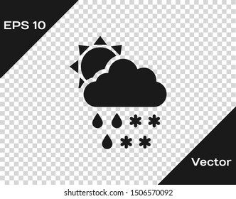 Grey Cloud with snow and rain icon isolated on transparent background. Weather icon.  Vector Illustration