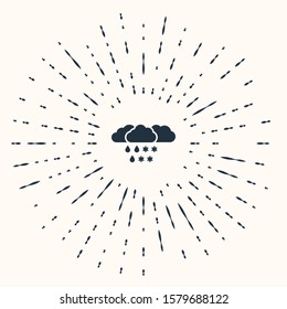 Grey Cloud with snow and rain icon isolated on beige background. Weather icon. Abstract circle random dots. Vector Illustration