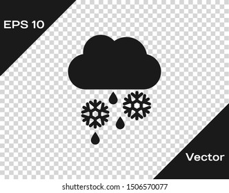 Grey Cloud with snow, rain and moon icon isolated on transparent background. Weather icon.  Vector Illustration