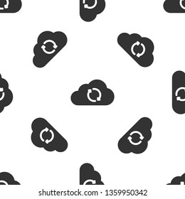 Grey Cloud sync refresh icon isolated seamless pattern on white background. Cloud and arrows. Vector Illustration