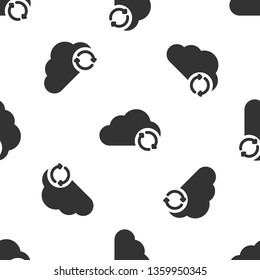 Grey Cloud sync refresh icon isolated seamless pattern on white background. Cloud and arrows. Vector Illustration