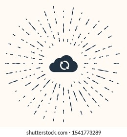 Grey Cloud sync refresh icon isolated on beige background. Cloud and arrows. Abstract circle random dots. Vector Illustration