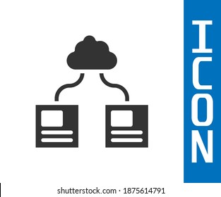 Grey Cloud technology data transfer and storage icon isolated on white background.  Vector