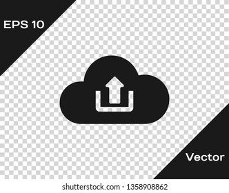 Grey Cloud upload icon isolated on transparent background. Vector Illustration