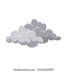 Graue Wolken einzeln auf weißem Hintergrund. Regen Donner Wolke Himmel. Wetter-, Sommer- oder Herbstkonzept. Vektorgrafik