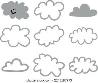 Grey clouds with smiley faces 