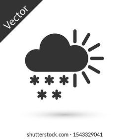 Grey Cloudy with snow icon isolated on white background. Cloud with snowflakes. Single weather icon. Snowing sign.  Vector Illustration