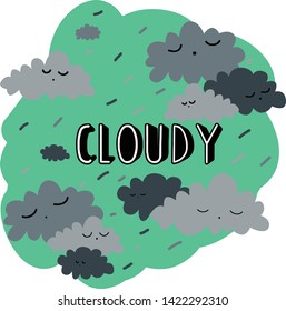 grey cloudy weather cute vector