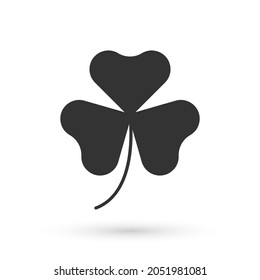 Grey Clover trefoil leaf icon isolated on white background. Happy Saint Patricks day. National Irish holiday.  Vector