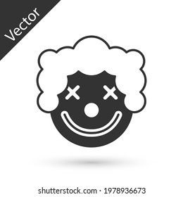 Grey Clown head icon isolated on white background.  Vector