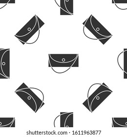 Grey Clutch bag icon isolated seamless pattern on white background. Women clutch purse.  Vector Illustration