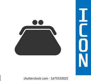Grey Clutch bag icon isolated on white background. Women clutch purse.  Vector Illustration