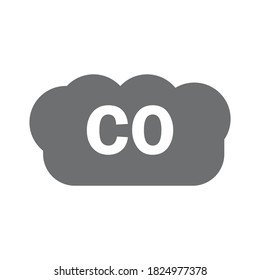 icono de nube de CO gris en fondo blanco