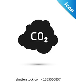 Graue CO2-Emissionen in der Cloud Symbol einzeln auf weißem Hintergrund. Kohlendioxidformel, Konzept der Smog-Verschmutzung, Umweltkonzept.  Vektorgrafik