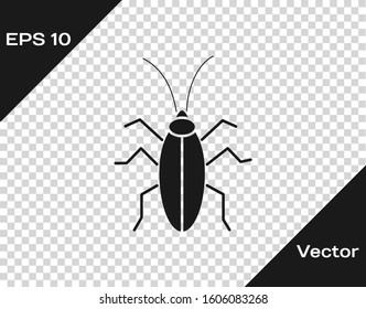 Grey Cockroach icon isolated on transparent background.  Vector Illustration