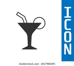 Grey Cocktail and alcohol drink icon isolated on white background.  Vector
