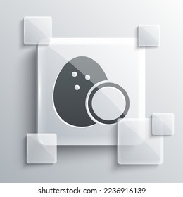 Grey Coconut icon isolated on grey background. Square glass panels. Vector