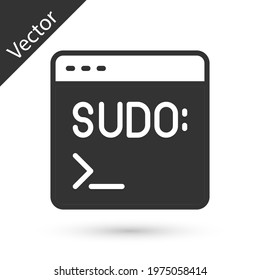 Grey Code terminal icon isolated on white background. Browser window with command line. Command panel. Programming coding. Notepad.  Vector