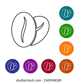 Grey Coffee beans line icon isolated on white background. Vector Illustration