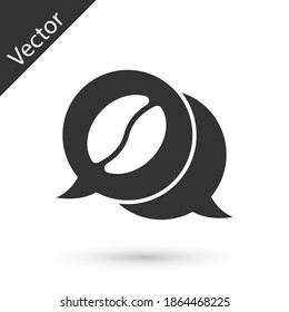 Café gris e icono de conversación aislado en fondo blanco. Charla de café. Las burbujas de la voz chatean. Vector.