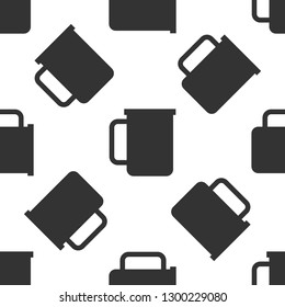 Grey Coffee cup flat icon isolated seamless pattern on white background. Tea cup. Hot drink coffee. Vector Illustration