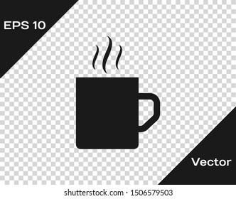 Grey Coffee cup flat icon isolated on transparent background. Tea cup. Hot drink coffee.  Vector Illustration