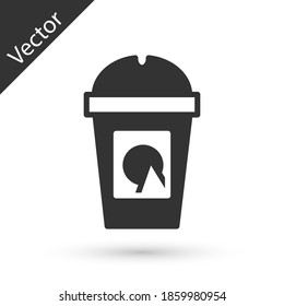 Grey Coffee cup to go icon isolated on white background. Take away print. Vector.