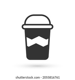 Grey Coffee cup to go icon isolated on white background.  Vector
