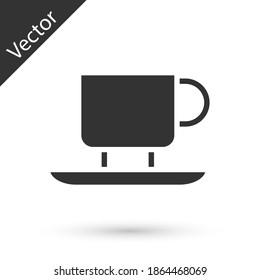 Grey Coffee cup icon isolated on white background. Tea cup. Hot drink coffee. Vector.