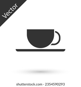 Icono de la taza de café gris aislado en fondo blanco. Té. Café caliente.  Ilustración vectorial