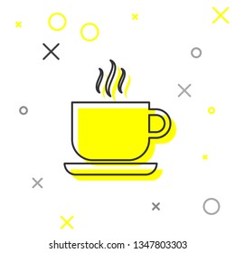 Grey Coffee cup line icon isolated on white background. Tea cup. Hot drink coffee. Vector Illustration