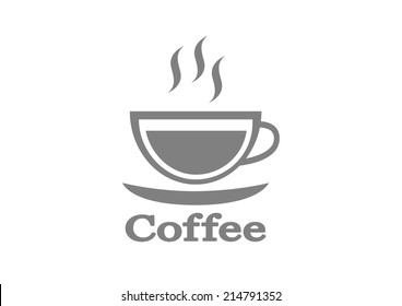 Grey coffee icon on white background