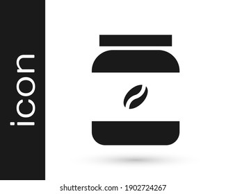 Grey Coffee jar bottle icon isolated on white background.  Vector Illustration