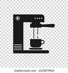 Grey Coffee machine and coffee cup icon isolated on transparent background. Vector Illustration