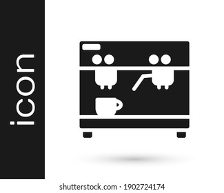 Grey Coffee machine icon isolated on white background.  Vector Illustration