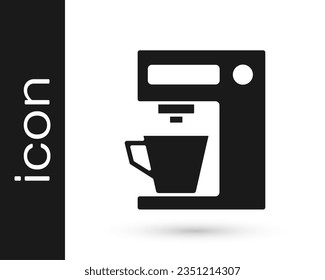 Grey Coffee machine icon isolated on white background.  Vector Illustration