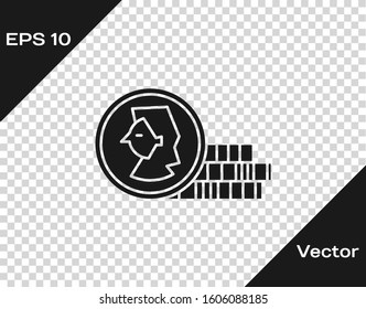Grey Coin for game icon isolated on transparent background.  Vector Illustration
