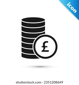 Grey Coin money with pound sterling symbol icon isolated on white background. Banking currency sign. Cash symbol.  Vector