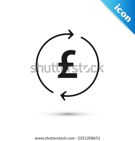 Grey Coin money with pound sterling symbol icon isolated on white background. Banking currency sign. Cash symbol.  Vector