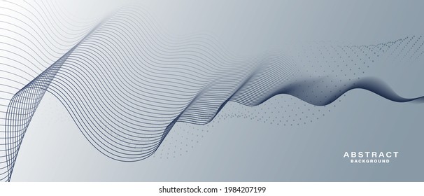 Grey color abstract background with  flowing particles. Digital future technology concept. vector illustration.