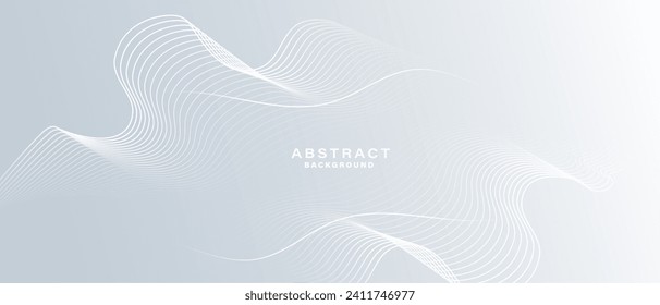 Grey color abstract background with wavy lines. Digital technology concept. Vector illustration.