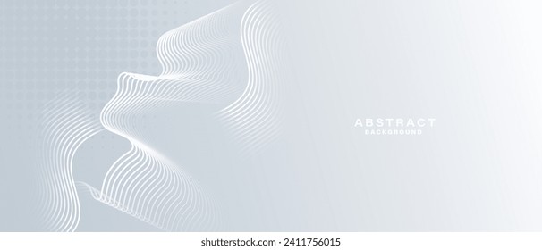 Grey color abstract background with wavy lines. Digital technology concept. Vector illustration.