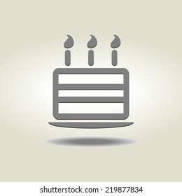 grey color birthday cake icon, vector illustration