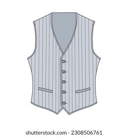 Grey color classic style vest sketch illustration on white background