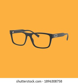 Grey Color Eye Glasses Shades With Reflection on Yellow Background. Realistic Vector Illustration Design