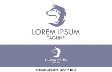 Grey Color Fox Dog Head Logo Design