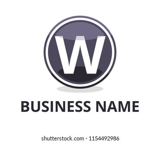grey color glasses circle button web logo graphic design with modern clean style for any professional company with initial type letter w on it