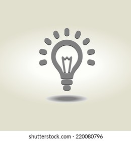 grey color glowing bulb icon, vector illustration