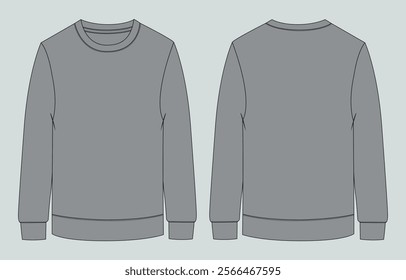 Grey Color Long Sleeve t shirt vector illustration template front and back
